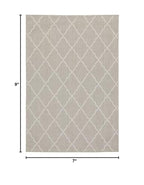 HomeRoots Grey Polypropylene 7’x9’ Gray and Ivory Trellis Indoor Outdoor Area Rug