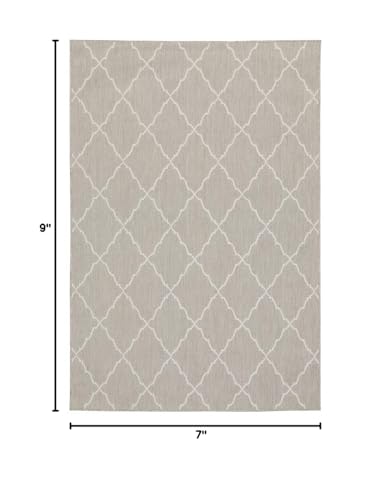 HomeRoots Grey Polypropylene 7’x9’ Gray and Ivory Trellis Indoor Outdoor Area Rug