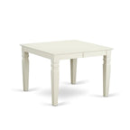 East West Furniture Wefr5-Whi-18 5 Piece Dining Table Set For 4 Includes A Rectangle Kitchen Table With Butterfly Leaf And 4 Brown Linen Linen Fabric Parson Chairs, 42X60 Inch, Linen White