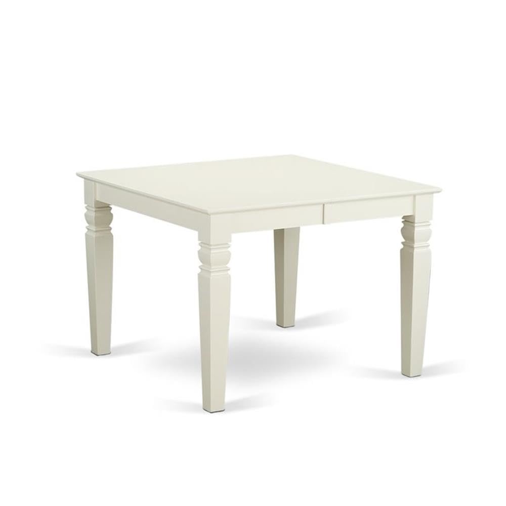 East West Furniture Wefr5-Whi-18 5 Piece Dining Table Set For 4 Includes A Rectangle Kitchen Table With Butterfly Leaf And 4 Brown Linen Linen Fabric Parson Chairs, 42X60 Inch, Linen White