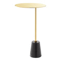 Pangea Home Churchill Modern Genuine Marble & Steel Side Table In Black/Gold