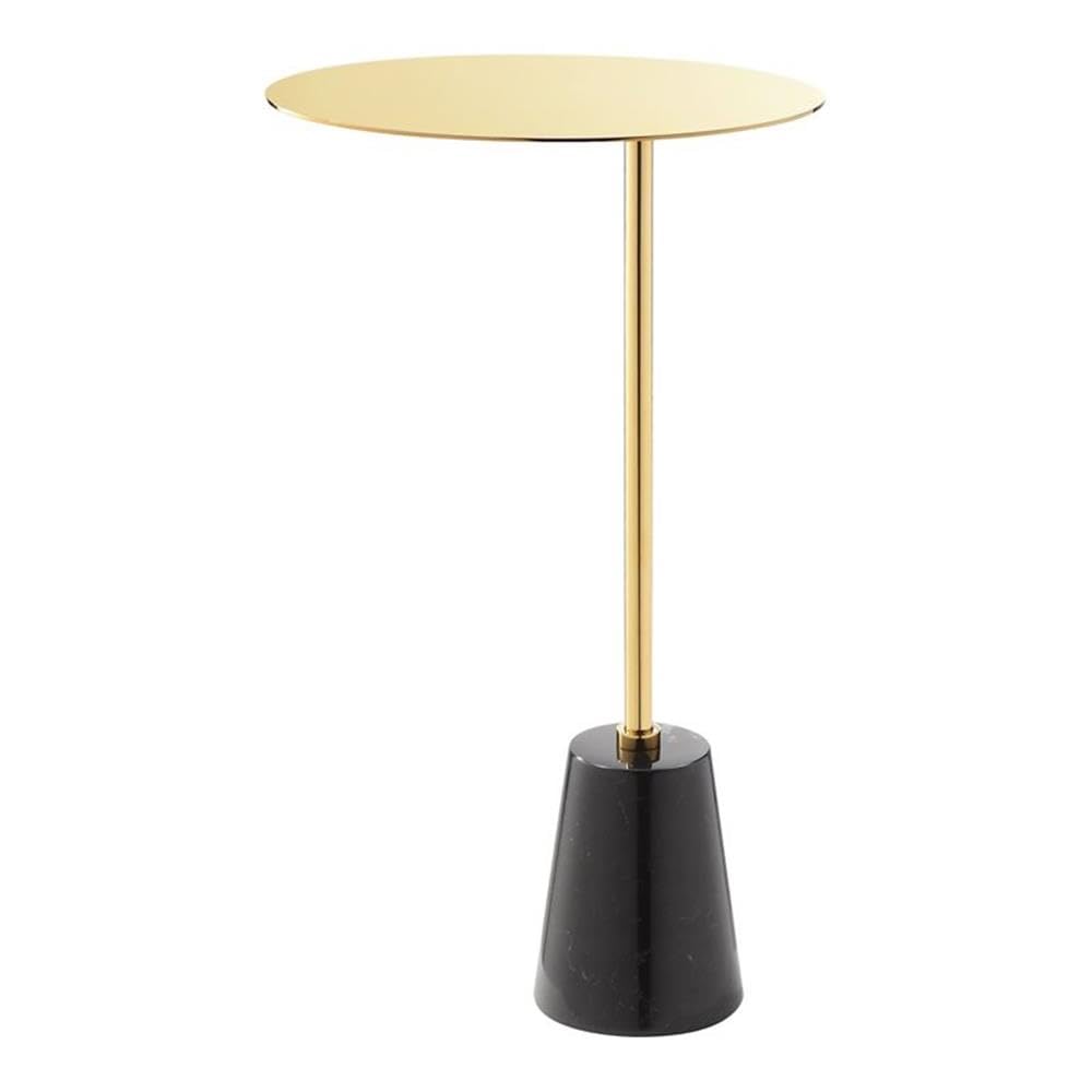 Pangea Home Churchill Modern Genuine Marble & Steel Side Table In Black/Gold