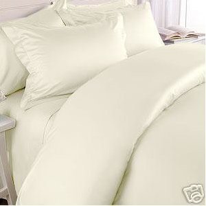 Elegance Linen  1200 Thread Count Luxury Egyptian Quality 3Pc Duvet Cover Set, Solid, King/Cal-King, Ivory
