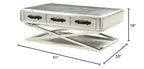 HomeRoots Aluminum, Top Grain Leath 51" X 33" X 19" Aluminum Coffee Table