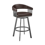 HomeRoots 26' Mod Chocolate Faux Leather Java Brown Finish Swivel Bar Stool
