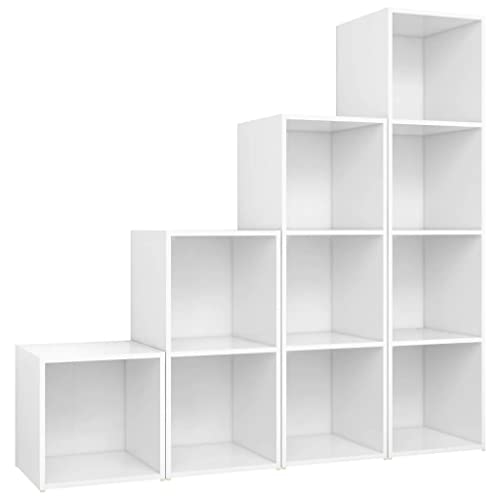 vidaXL TV Cabinet Set 4 Piece Bedroom Living Room Entertainment Center HiFi Cabinet TV Stand Unit Furniture High Gloss White Engineered Wood