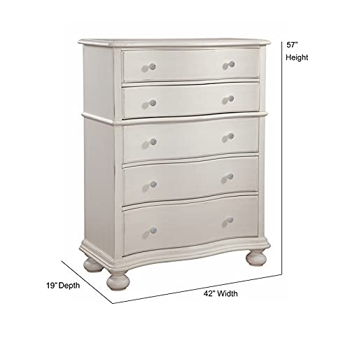 American Woodcrafters Rodanthe Dove White 5-Drawer Wood Chest