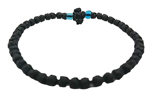 Mastic Of Chios Blessed Handmade Greek Christian Orthodox Waxed Prayer Rope From Mt.Athos (Komboskoini Chotki) Thin Black Fragra