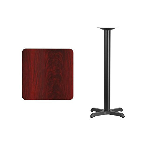 Flash Furniture 24'' Square Mahogany Laminate Table Top with 22'' x 22'' Bar Height Table Base