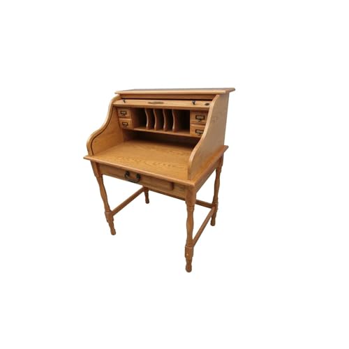 HomeRoots Decor 32-inch X 24-inch X 44.5-inch Harvest Oak Hardwood Mini Roll Top Desk