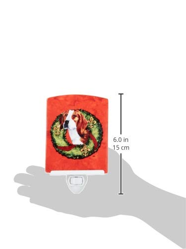 Caroline'S Treasures Sc9101Cnl Beagle Christmas Wreath Ceramic Night Light Compact, Ul-Certified, Ideal For Bedroom, Bathroom, N