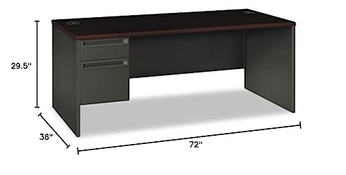 Hon-38000 Series Left Pedestal Desk, 72W X 36D X 29-1/2H, Mahogany/Charcoal