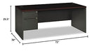 Hon-38000 Series Left Pedestal Desk, 72W X 36D X 29-1/2H, Mahogany/Charcoal