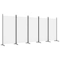 vidaXL 5-Panel Room Divider in White Color, Ideal for Bedroom, Living Room, Studio Apartment - Made of Durable Fabric Material w