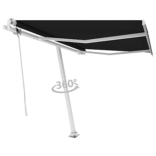 Vidaxl Freestanding Automatic Outdoor Awning, Rust-Resistant Powder-Coated Aluminum Frame & High Density, Uv-Water Resistant Polyester With Pu Coating, Size 118.1&quot;X98.4&quot; - Anthracite