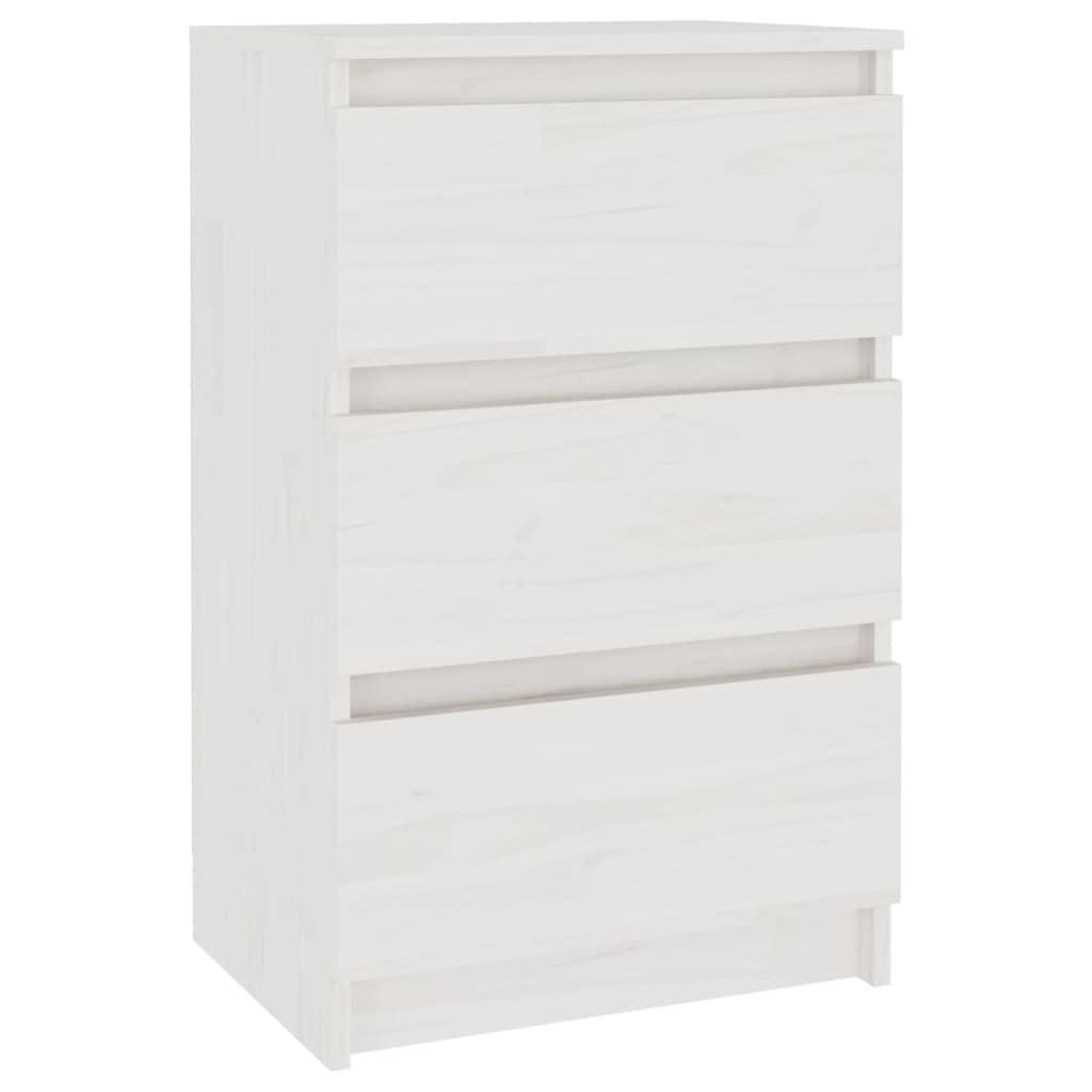 vidaXL Bedside Cabinet White 15.7&quot;x11.6&quot;x25.2&quot; Solid Wood Pine