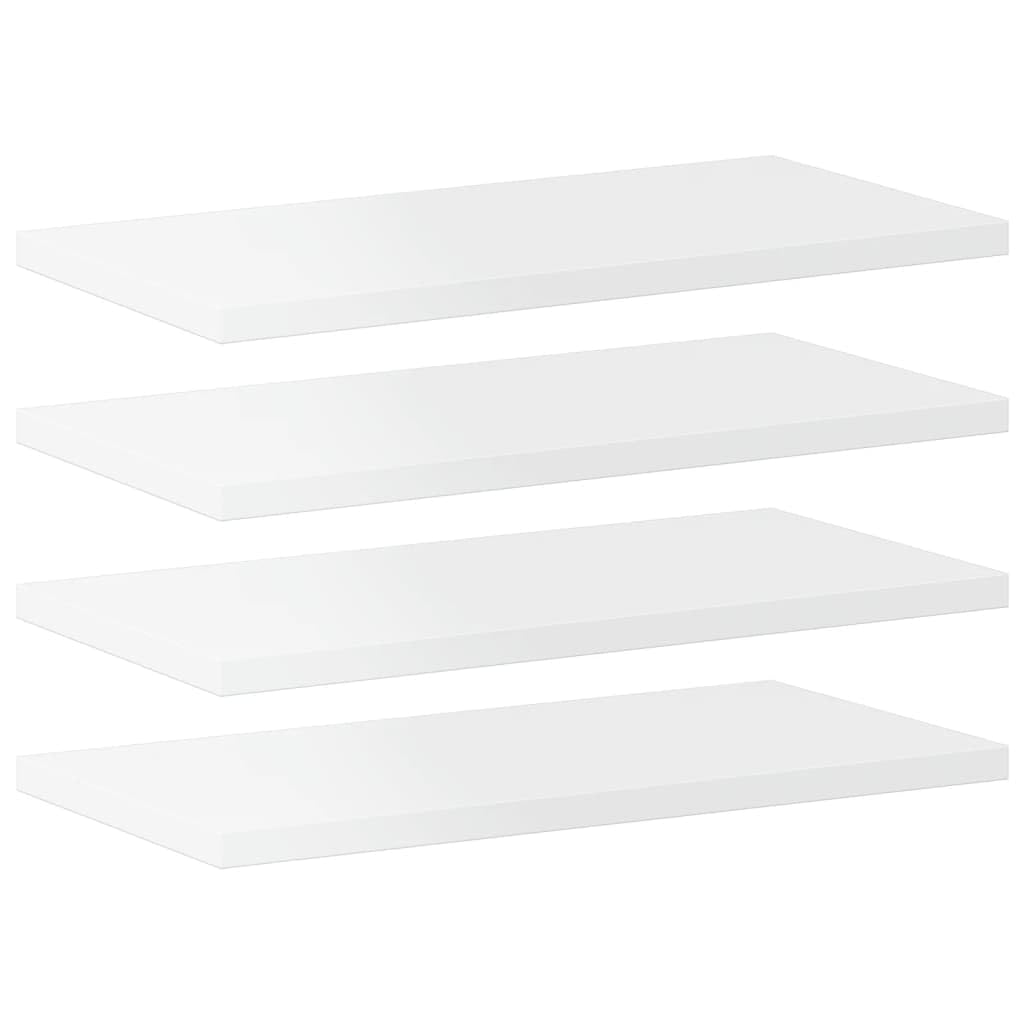vidaXL Modern Bookshelf Boards 4-Piece Set, High Gloss White, Engineered Wood, Easy to Clean
