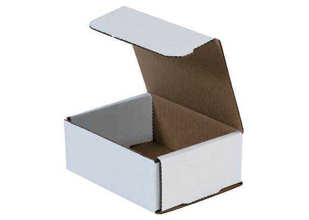 Secure Seal Shipping Boxes - 5X4X2' Mailers - White Foldable Corrugated Cardboard Packaging For Mailing, Moving, Storage, And O