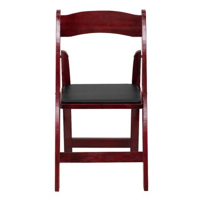 Hercules Series Folding Chair With Padded Seat [Set Of 2] Wood Finish / Vinyl Seat: Mahogany / Black