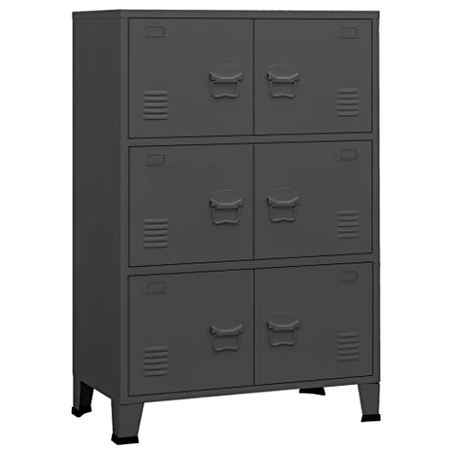 vidaXL Anthracite Industrial Storage Chest - Sturdy Metal Construction, 29.5&quot;x15.7&quot;x45.3&quot; Dimensions, 6-Door with Vents and Tag Holders, 165.3 lb Load Capacity
