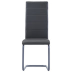 vidaXL Cantilever Dining Chairs Gray Faux Leather - Set of 4 - Modern Style - Comfortable High Back Support - Strong Tubular Steel Structure - Ideal for Dining Area and Office
