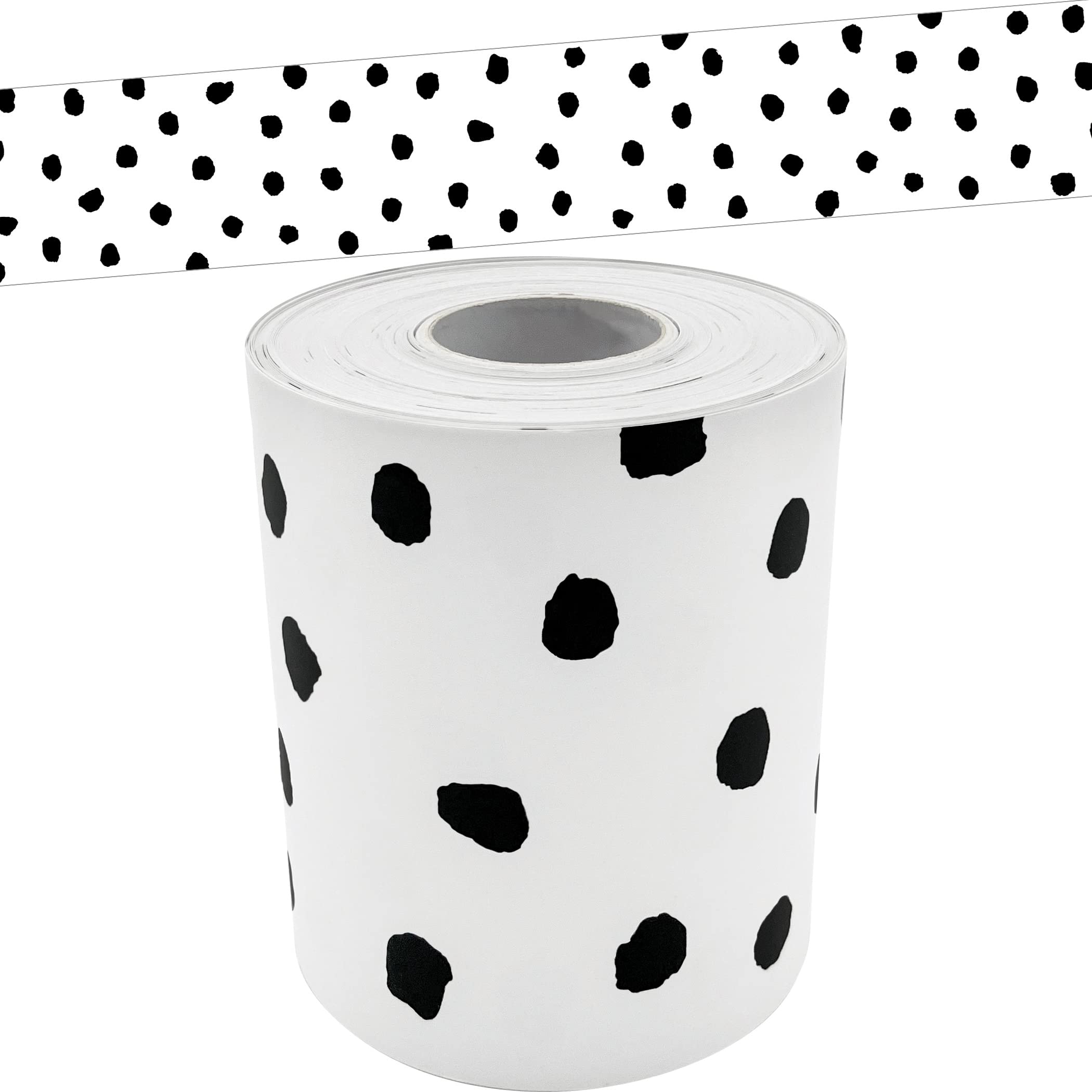 Teacher Created Resources Black Painted Dots On White Straight Rolled Border Trim (Tcr8910)