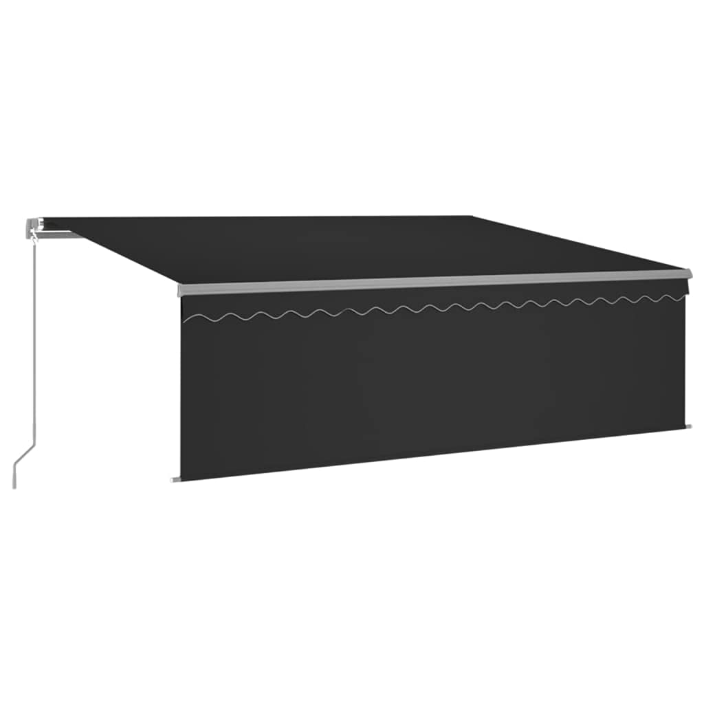 vidaXL Manual Retractable Outdoor Awning with Blind&LED - Weather-Resistant and Adjustable - 13.1' x 9.8' - Anthracite Aluminum Frame with High-Density Polyester Fabric.