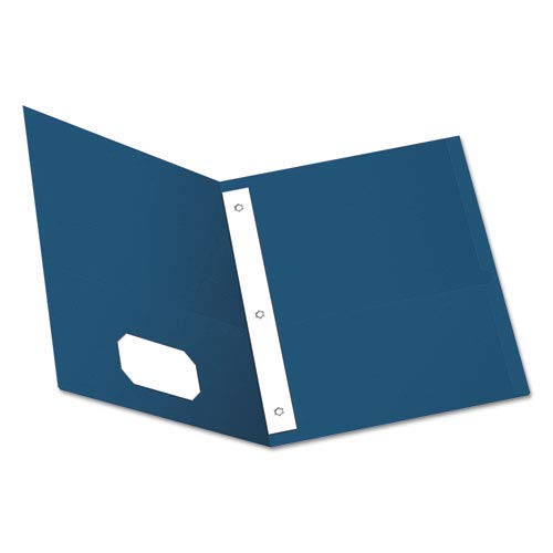 Twin-Pocket Folders With 3 Fasteners, Letter, 1/2' Capacity, Blue, 25/Box