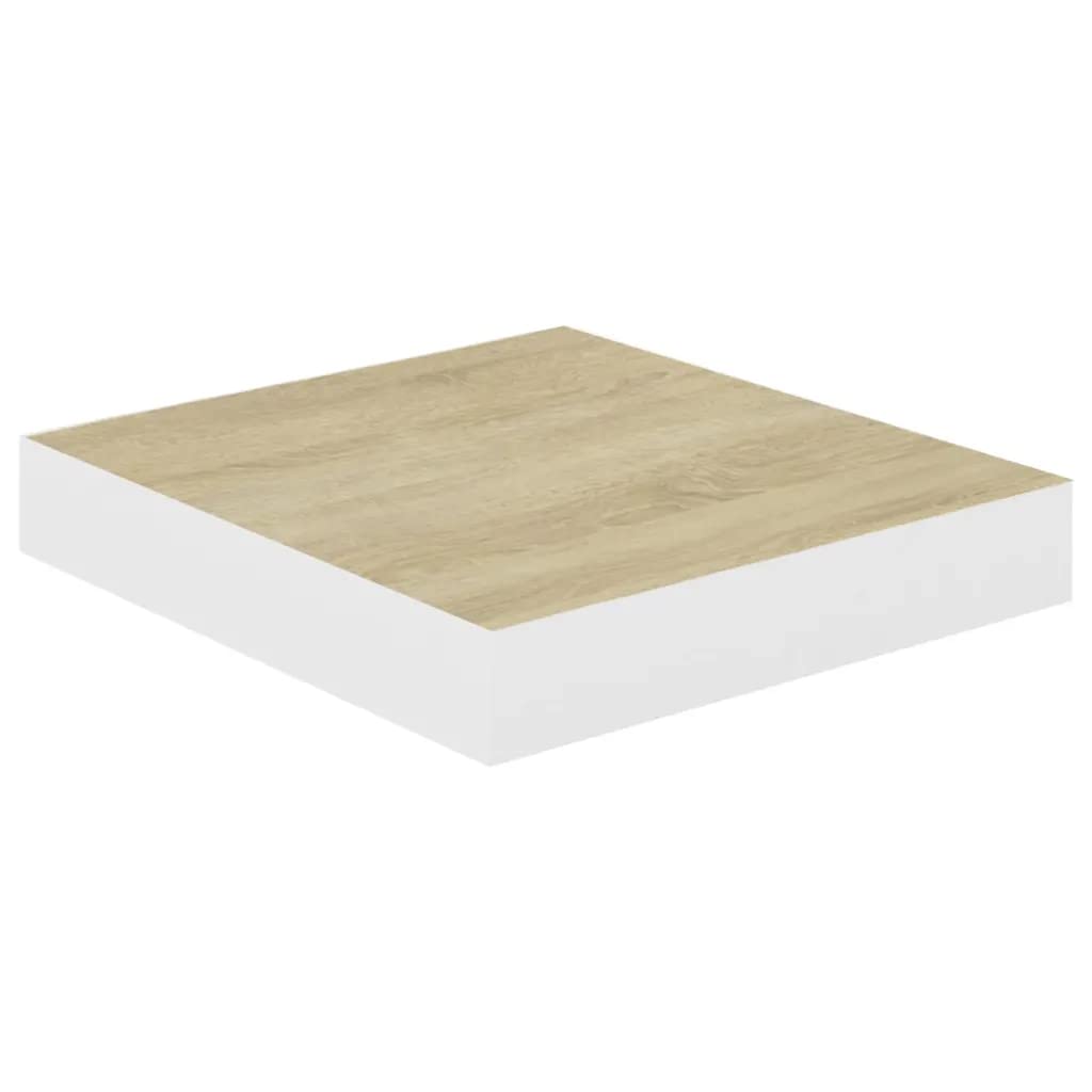 Furniking Floating Wall Shelf Oak and White 9.1&quot;x9.3&quot;x1.5&quot; MDF