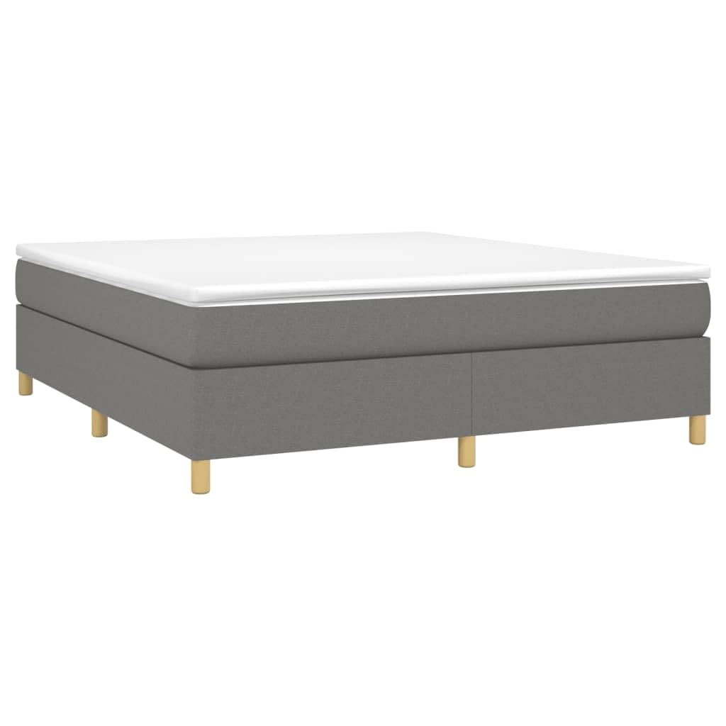 vidaXL King Size Box Spring Bed Frame - Engineered Wood - Dark Gray - 100% Polyester Fabric - Modern Style Double Bed - 76&quot;x79.9&quot; Suitable Mattress Size