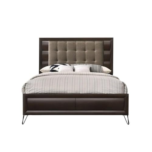 Acme Tablita Upholstered King Bed in Dark Merlot
