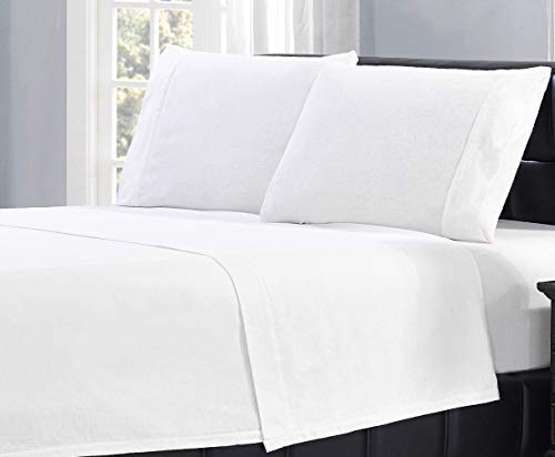 Mellanni Organic Cotton Flannel Sheets Full Size - Ultra Warm For Cold Weather - White Sheets Full Size - Pill, Wrinkle & Shrink