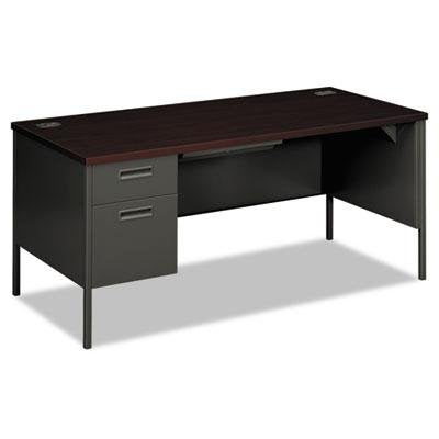 Hon Metro Classic Series Steel Desks & Returns-Left Single Pedestal Desk, 66&quot;X30&quot;X29-1/2&quot;, Mahogany/Ccl