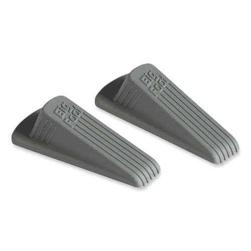 Master Caster 00972 Big Foot Doorstop, No Slip Rubber Wedge, 2 1/4W X 4 3/4D X 1 1/4H, Gray, 2/Pack