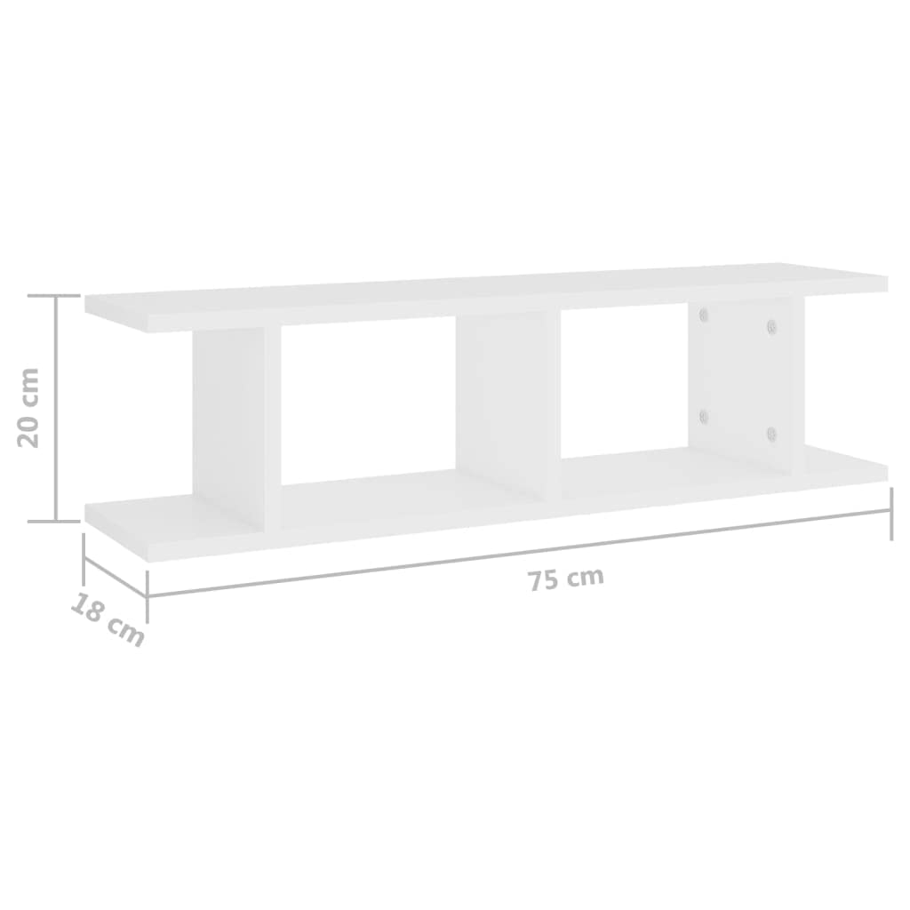 Wall Shelves 2 pcs White 78x18x20 cm Engineered Wood