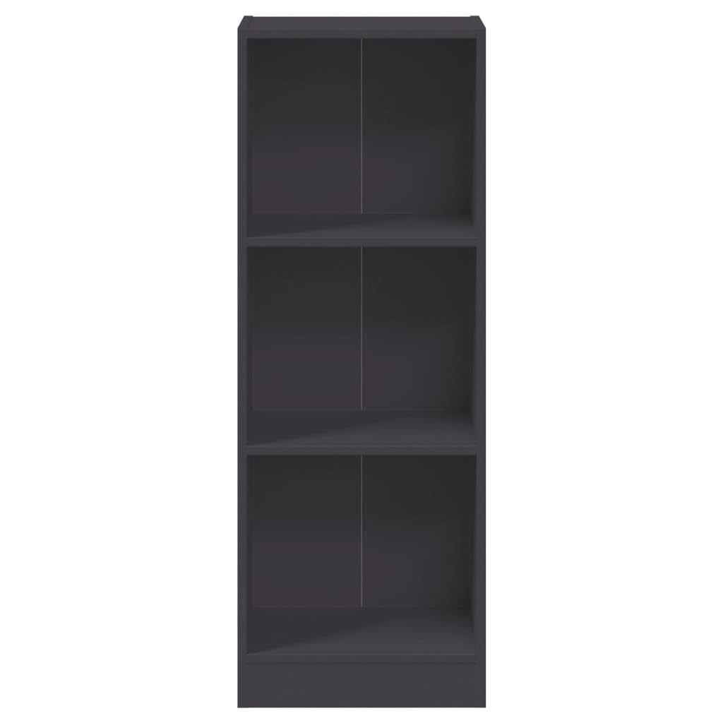 vidaXL Bookshelf, 3-Layer Design Bookcase, Freestanding Display Shelving, Display Shelf for Living Room, Modern, Gray Engineered Wood