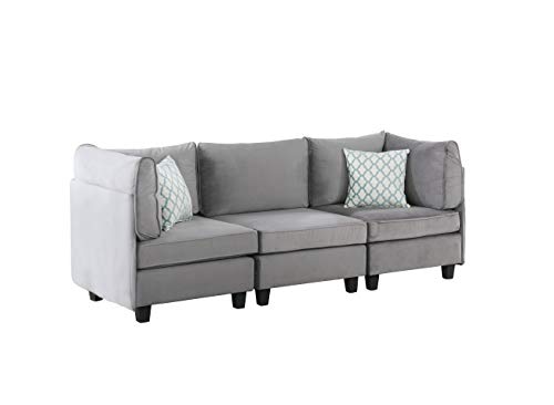 Lilola Home Zelmira Gray Velvet 4Pc Sofa
