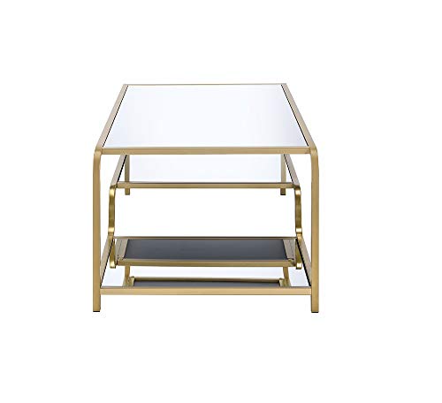 HomeRoots Metal, Glass 52&quot; X 24&quot; X 18&quot; Gold and Clear Glass Metal Coffee Table
