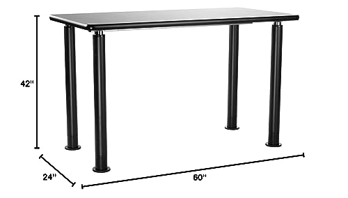 National Public Seating 60&quot; L x 24&quot; W Designer Height Adjustable School Science Lab Utility Table with HPL Top - Black