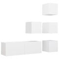 vidaXL TV Stand Set 5 Piece, TV Unit for Living Room Bedroom, Sideboard with Storage, Media Unit Cupboard, Modern, White Engineered Wood