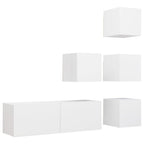 vidaXL TV Stand Set 5 Piece, TV Unit for Living Room Bedroom, Sideboard with Storage, Media Unit Cupboard, Modern, White Engineered Wood