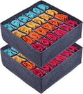 Favria Sock Drawer Organizer Divider 2 Packs Underwear Organizer, 24 Cell Collapsible Closet Cabinet Organizer Underwear Storage