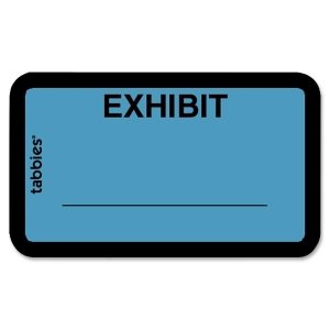 Tabbies Color-Coded Legal Exhibit Labels, Tab58091, 1 5/8'W X 1'L, Blue, Pack Of 252