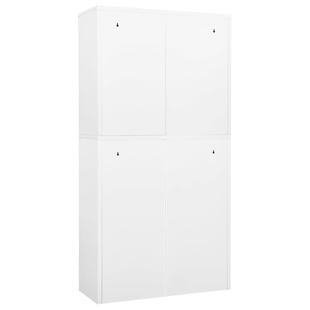 vidaXL Steel Office Cabinet with Adjustable Shelves and Locker - White 35.4&quot;x15.7&quot;x70.9&quot; - Filing Cabinet Design with Locks and Ballbearing Runners
