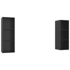 vidaXL Wall-Mounted TV Cabinets, Set of 2, High-Gloss Black, Engineered Wood, Flexible Design, Ample Storage Room, Easy Assembly Required