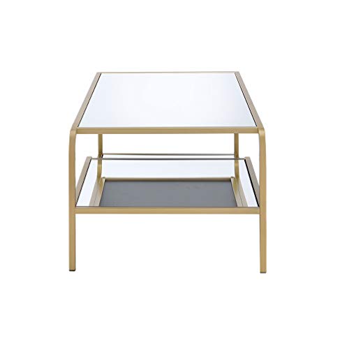HomeRoots Metal, Glass 52&quot; X 24&quot; X 18&quot; Gold and Clear Glass Metal Coffee Table