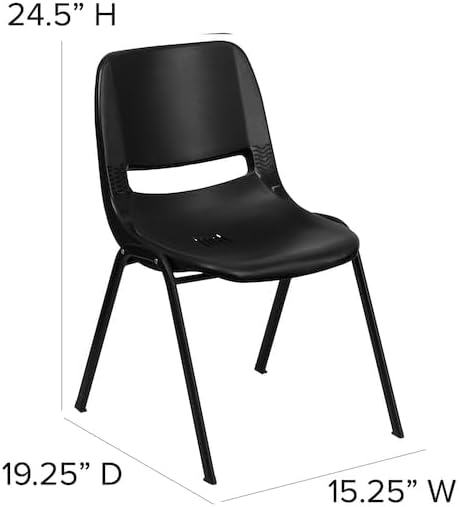 HERCULES Series 440 lb. Capacity Kids Navy Ergonomic Shell Stack Chair with Black Frame and 14 Seat Height