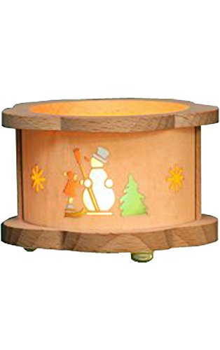 Glasser 4380 Richard Glaesser Tea Light Luminary-Snowman-2.25" H W X 3.25", Brown