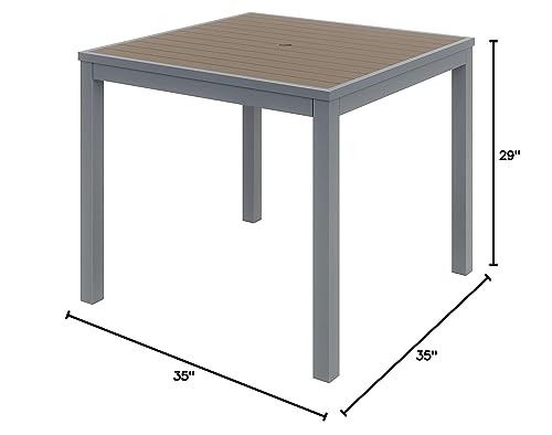 Olio Designs Series Ivy Square Patio Table, Mocha/Silver