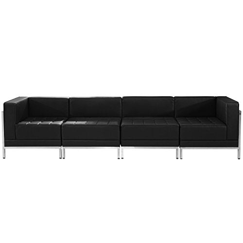 Flash Furniture HERCULES Imagination Series Black LeatherSoft 4 Piece Lounge Set